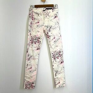 Calvin Klein  - Shocking Pink Paint Splatter White Ultimate Skinny Jeans SZ 2